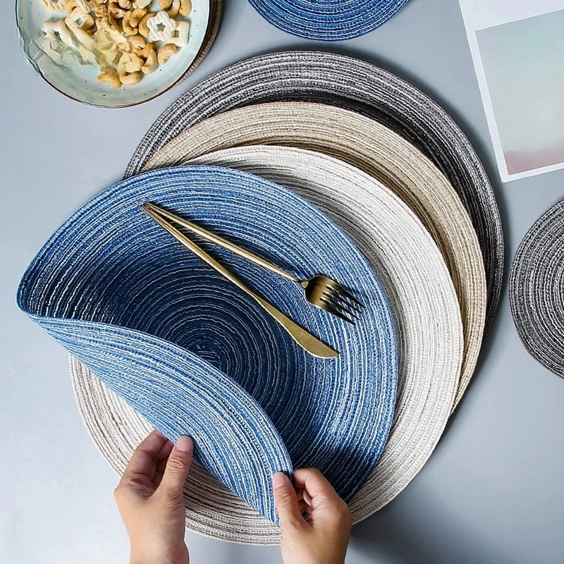Round Woven Linen Placemats Set