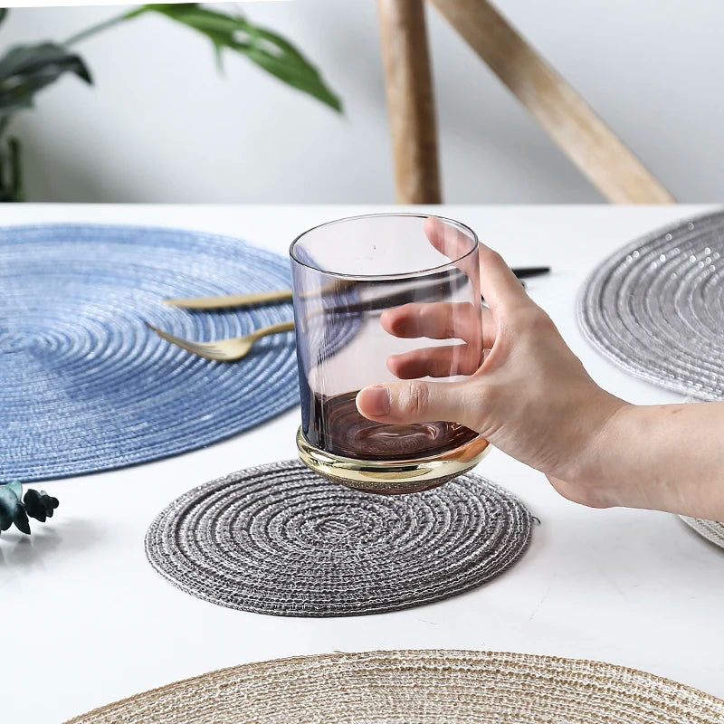 Round Woven Linen Placemats Set