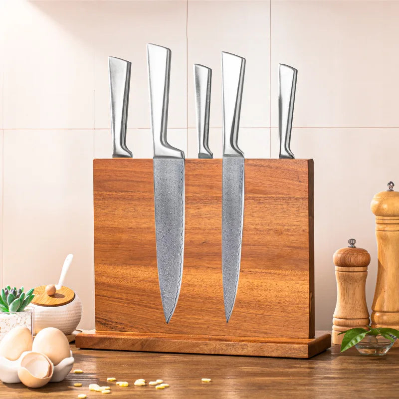 Magnetic Acacia Wood Knife Block