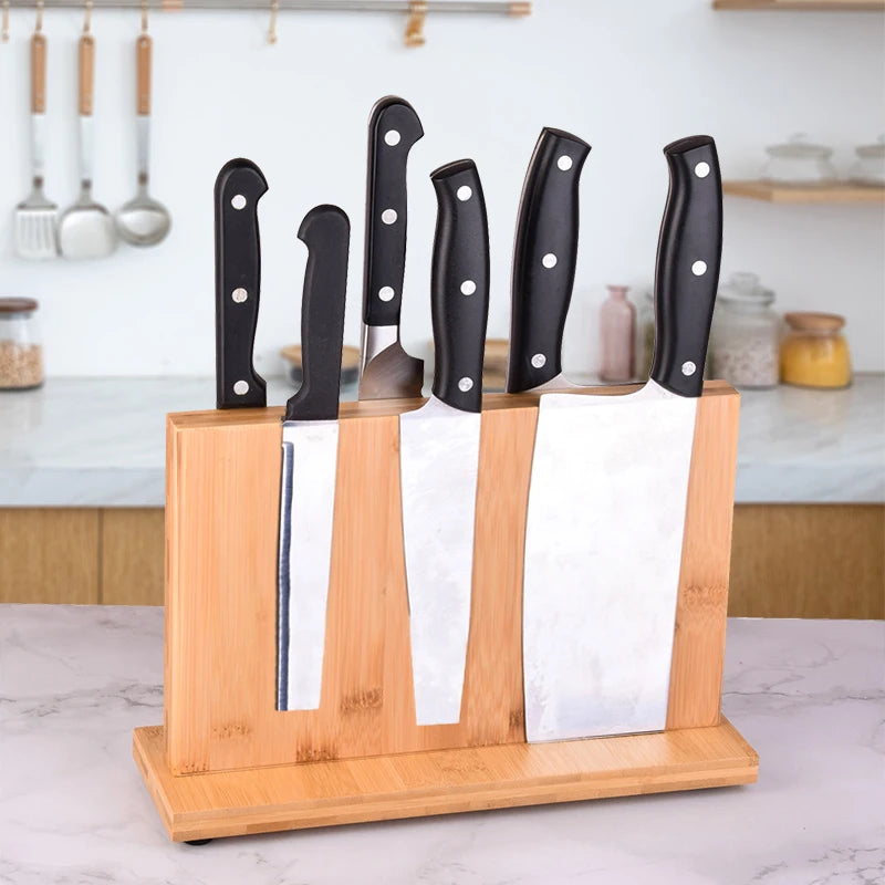 Magnetic Acacia Wood Knife Block