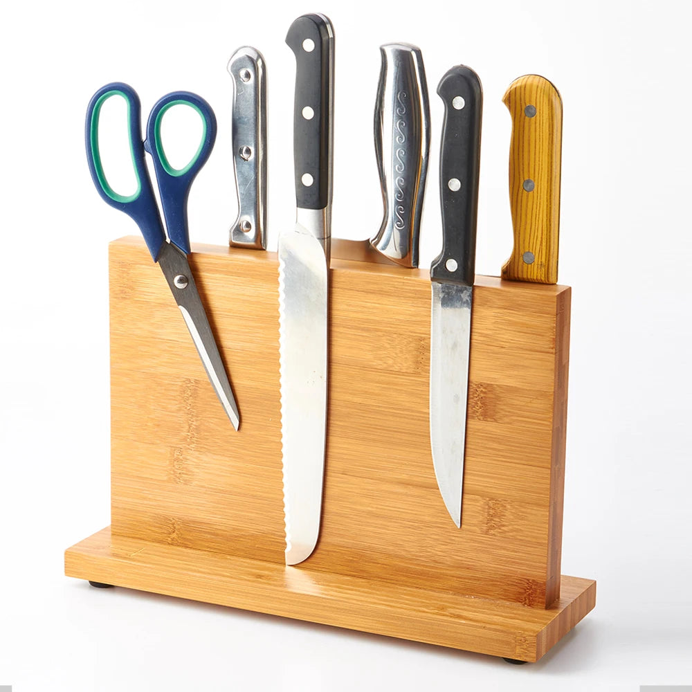 Magnetic Acacia Wood Knife Block